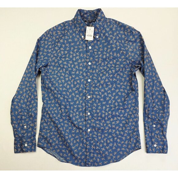 J. Crew Mercantile Flex Small Men's Blue Paisley Button Down Long Sleeve NWT - Picture 6 of 9